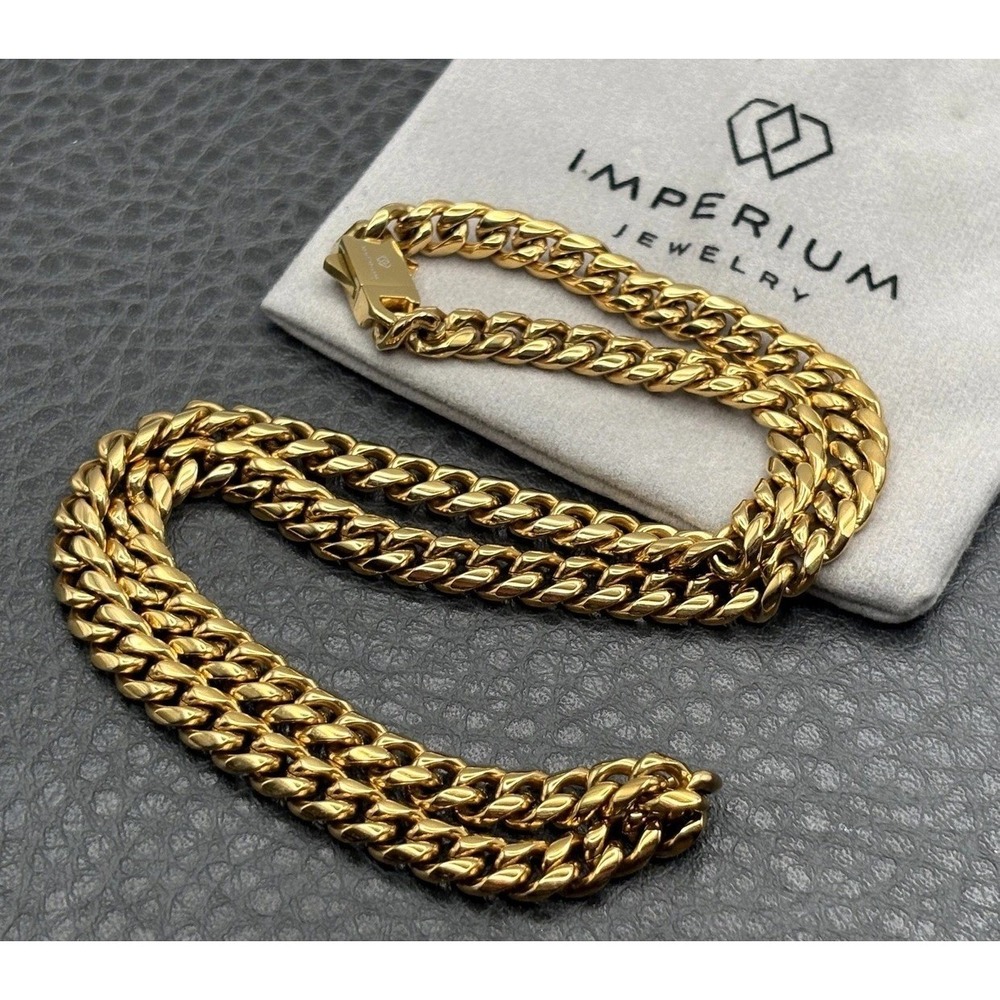Imperium Jewelry Gold Tone 6MM Curb Chain Necklace 18" With Bag